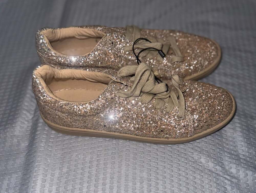 ZARA BASIC COLLECTION Rose Gold Glitter Lace Up S… - image 3